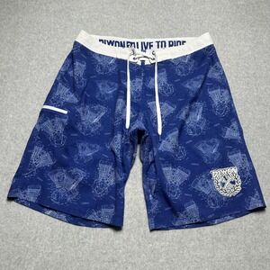 Dixxon Mens Blue Engine Blueprint Board Shorts Live To Ride Size 34